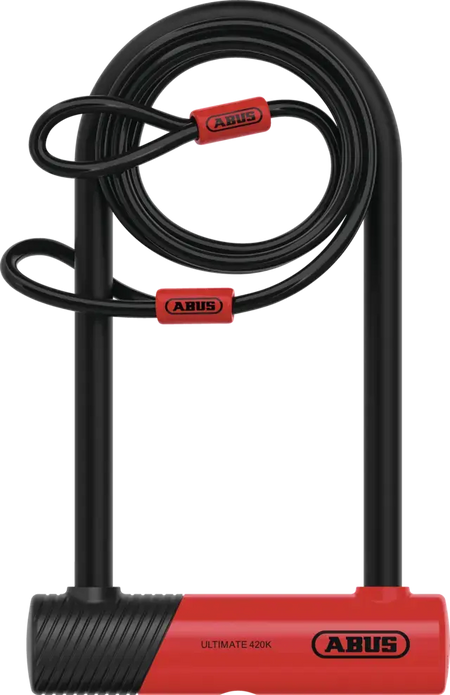 ABUS Bike Lock Red/Black / 230mm shackle ABUS ULTIMATE 420K/150HB230+USH L Dock & Cobra Cable