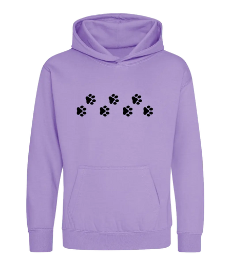 Big Bobble Hats Ltd Kids Hoody Extra Extra Small / Digital Lavender Kids Paw Prints Hoodie