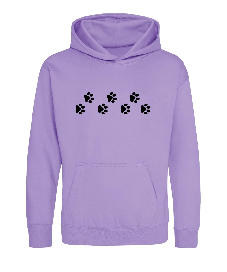 Big Bobble Hats Ltd Kids Hoody Extra Extra Small / Digital Lavender Kids Paw Prints Hoodie