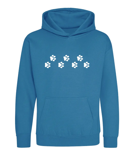 Big Bobble Hats Ltd Kids Hoody Extra Extra Small / Sapphire Blue Kids Paw Prints Hoodie