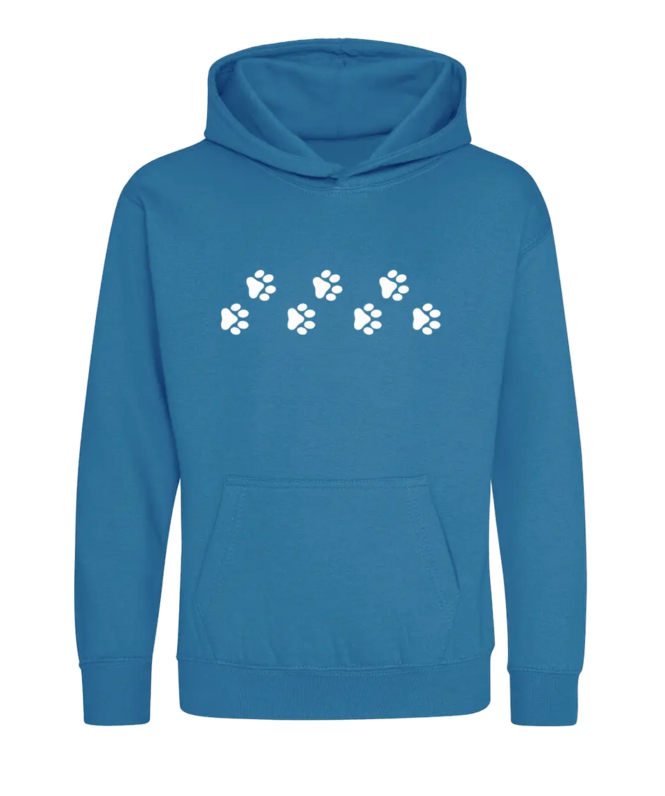 Big Bobble Hats Ltd Kids Hoody Extra Extra Small / Sapphire Blue Kids Paw Prints Hoodie