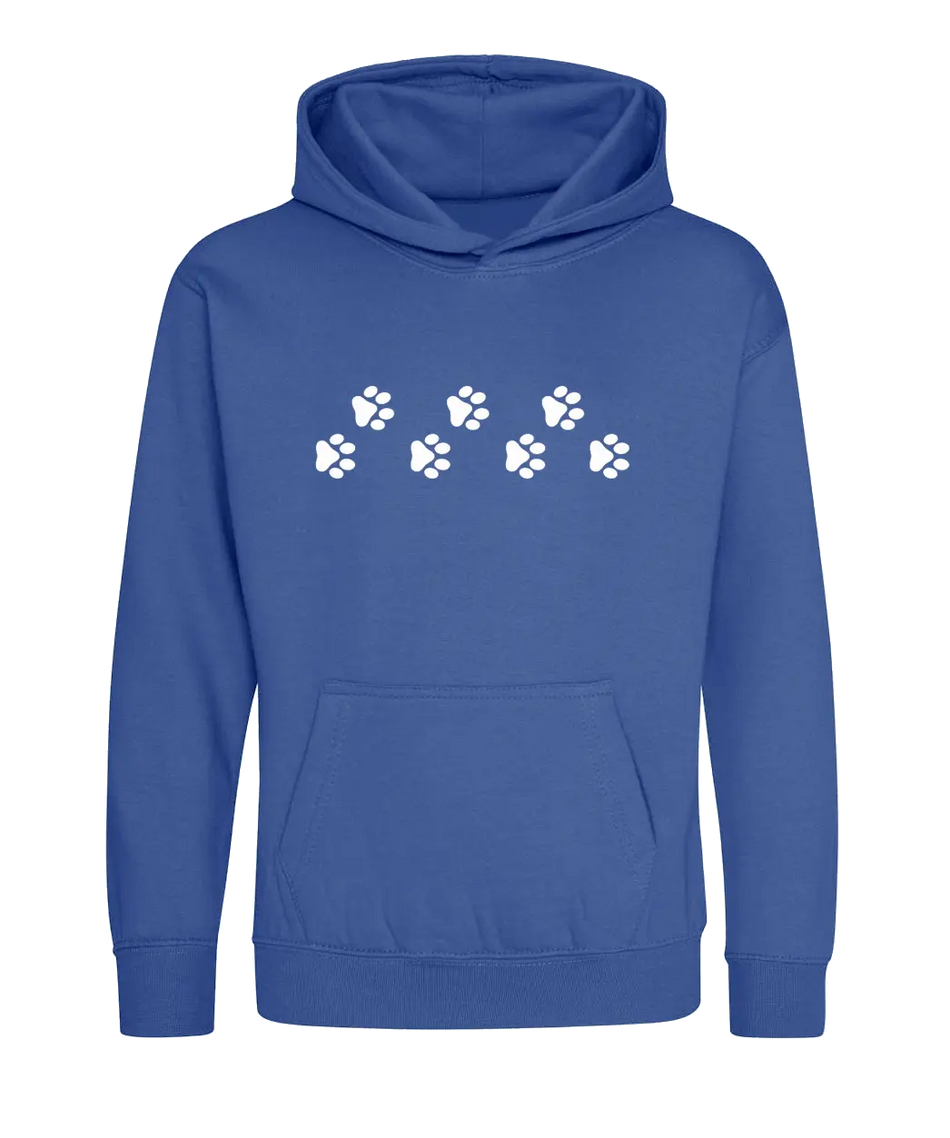 Big Bobble Hats Ltd Kids Hoody Extra Extra Small / Royal Blue Kids Paw Prints Hoodie
