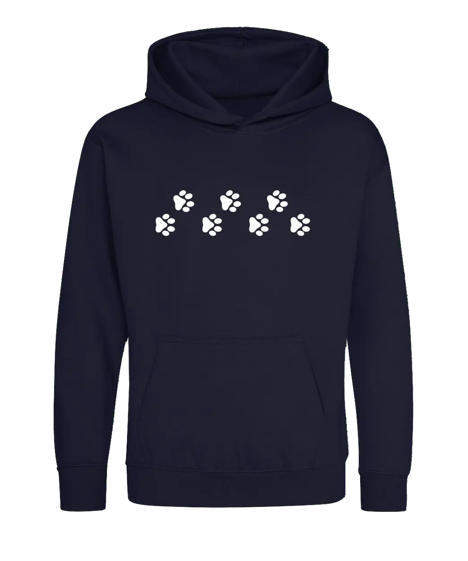 Big Bobble Hats Ltd Kids Hoody Extra Extra Small / Navy Kids Paw Prints Hoodie
