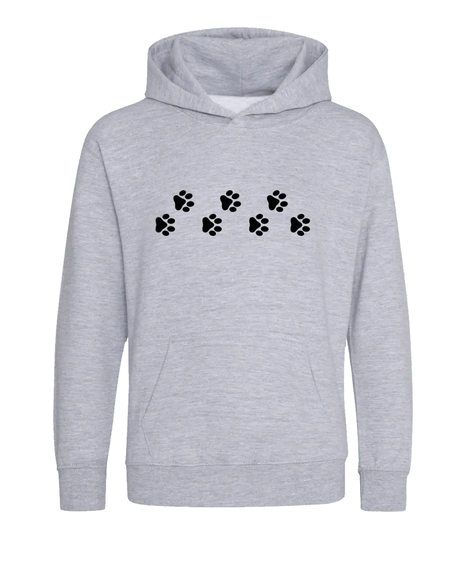 Big Bobble Hats Ltd Kids Hoody Extra Extra Small / Heather Grey Kids Paw Prints Hoodie