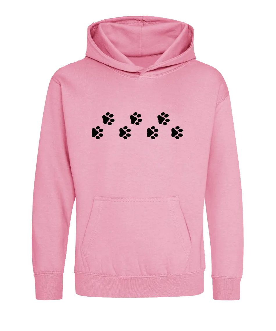 Big Bobble Hats Ltd Kids Hoody Extra Extra Small / Candyfloss Pink Kids Paw Prints Hoodie