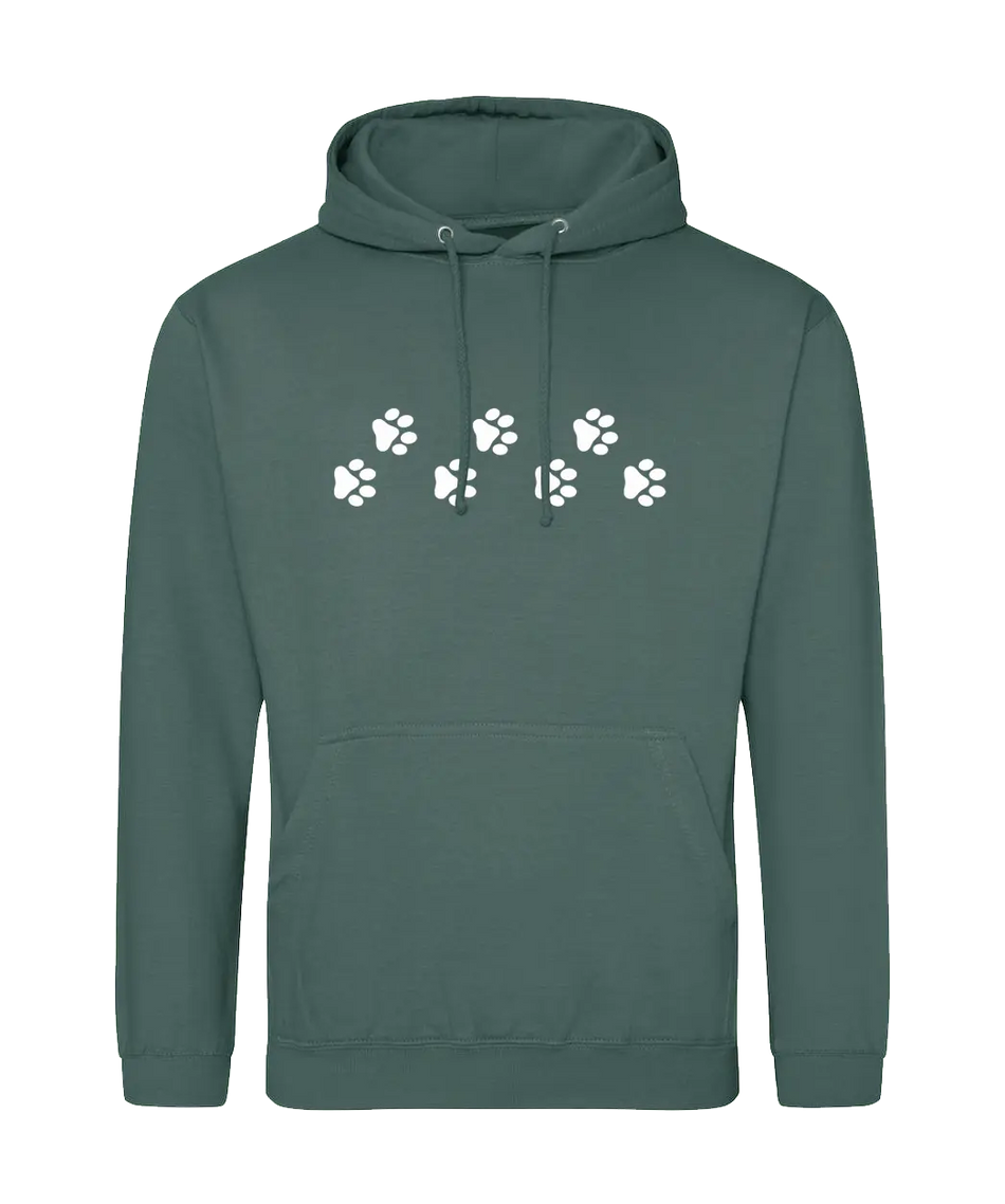 Big Bobble Hats Ltd Hoodies Small / Moss Green Paw Prints Hoodie