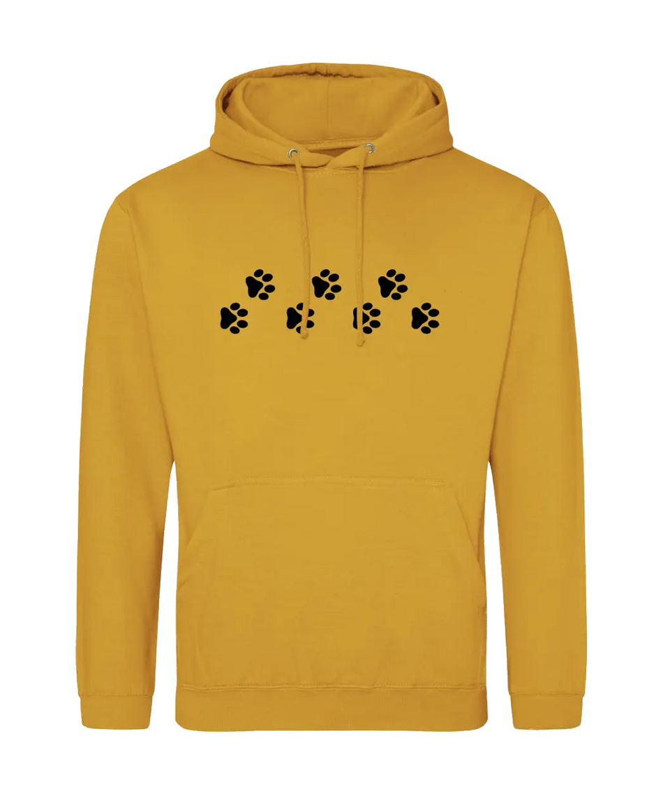 Big Bobble Hats Ltd Hoodies Small / Mustard Paw Prints Hoodie