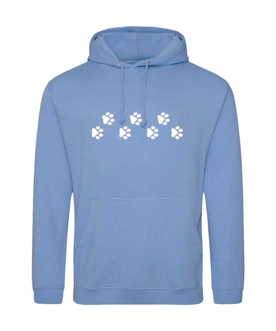 Big Bobble Hats Ltd Hoodies Small / Cornflower Blue Paw Prints Hoodie