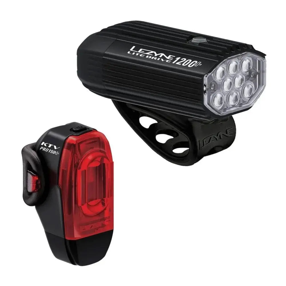 Lezyne Lights 1200 lumins / Black Lezyne - Lite Drive 1200+ /  KTV Drive Pro+ Pair