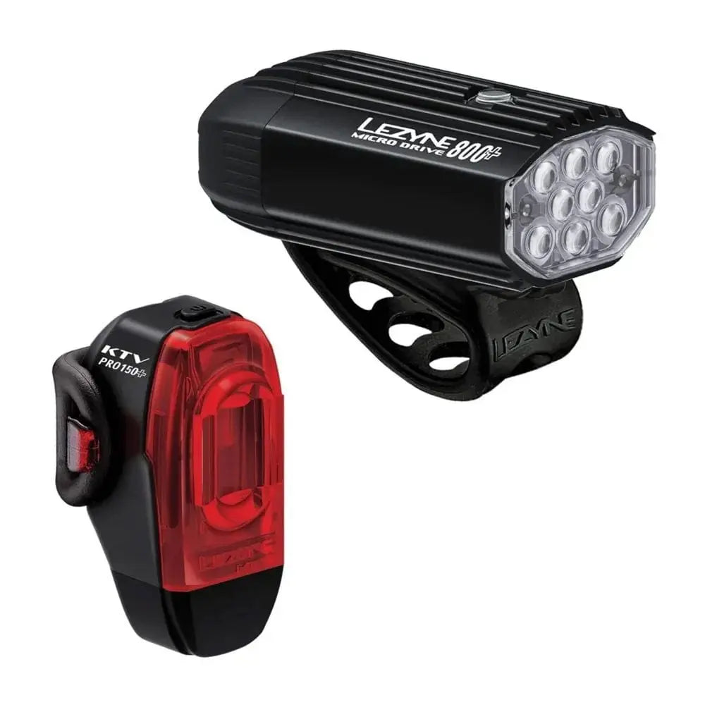 Lezyne Lights 800 lumins / Black Lezyne - Micro Drive 800+ /  KTV Drive Pro+ Pair