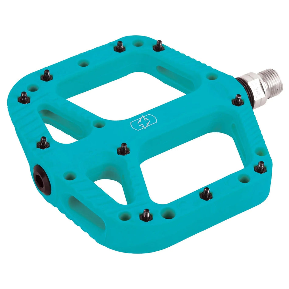 Saint Piran Service Course MTB Pedals turquoise Oxford Loam 20 Nylon Flat Pedal